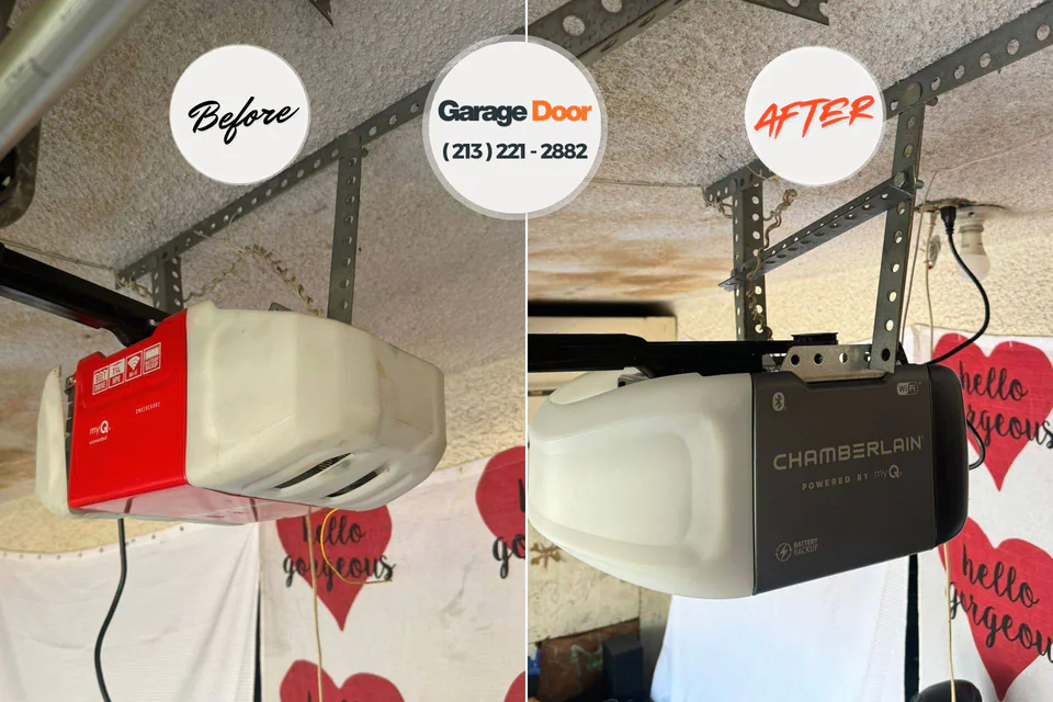 Before and after: garage door repair Cambridge City, IN